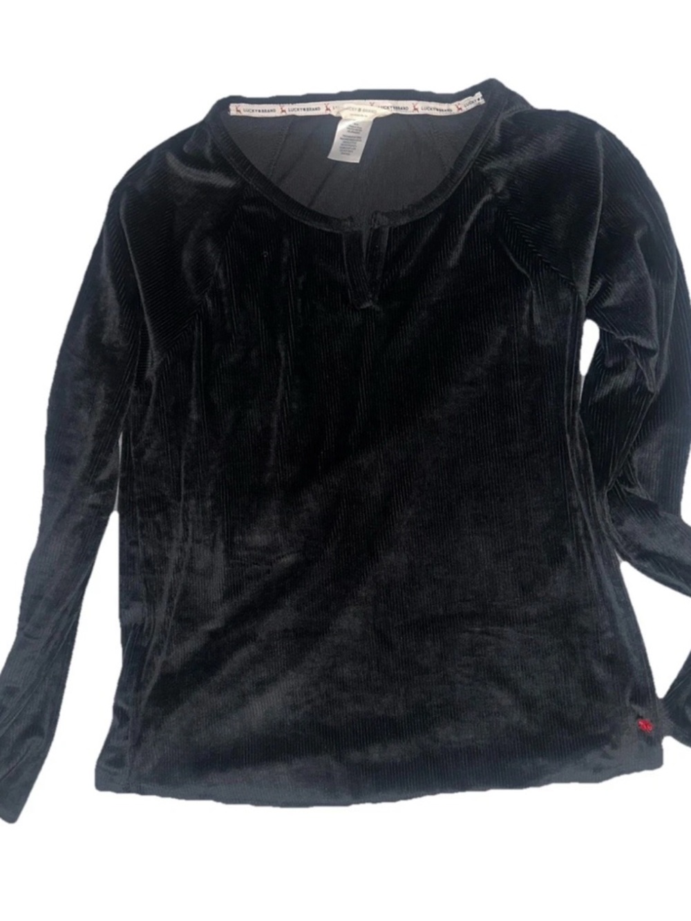 2 Piece Set Black Velvet Long-Sleeve Women's Lucky Brand Top and pant